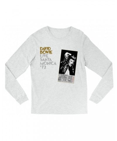 David Bowie Heather Long Sleeve Shirt | Live At Santa Monica 1972 Concert Ticket Promotion Shirt $14.38 Shirts