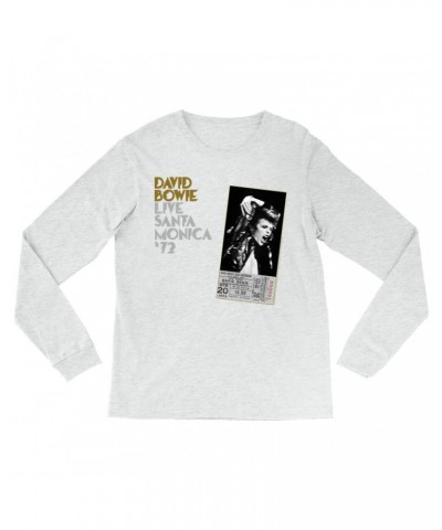 David Bowie Heather Long Sleeve Shirt | Live At Santa Monica 1972 Concert Ticket Promotion Shirt $14.38 Shirts