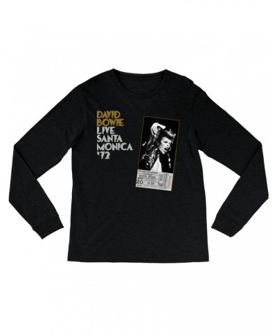 David Bowie Heather Long Sleeve Shirt | Live At Santa Monica 1972 Concert Ticket Promotion Shirt $14.38 Shirts