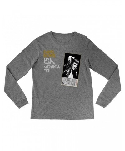 David Bowie Heather Long Sleeve Shirt | Live At Santa Monica 1972 Concert Ticket Promotion Shirt $14.38 Shirts