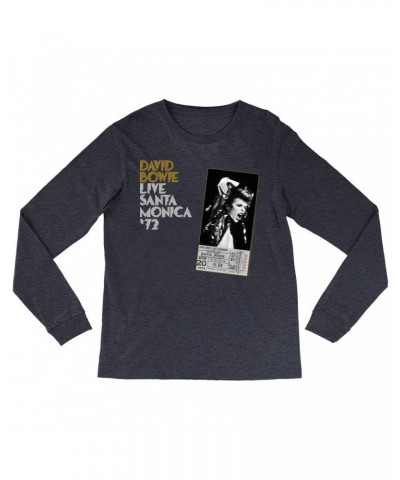 David Bowie Heather Long Sleeve Shirt | Live At Santa Monica 1972 Concert Ticket Promotion Shirt $14.38 Shirts