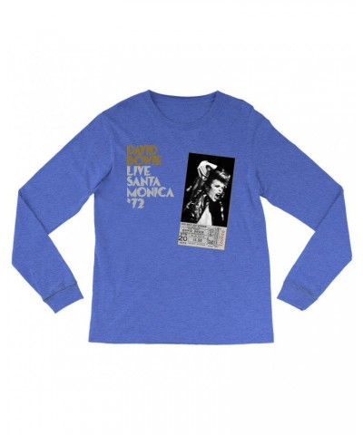 David Bowie Heather Long Sleeve Shirt | Live At Santa Monica 1972 Concert Ticket Promotion Shirt $14.38 Shirts