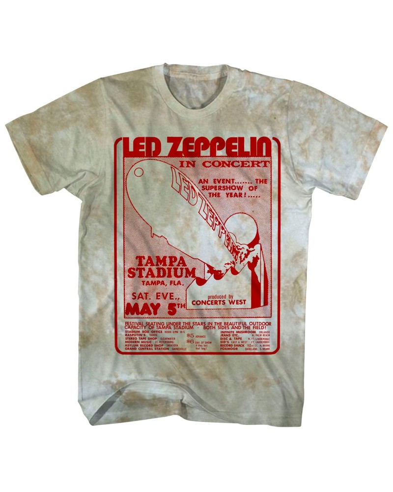 Led Zeppelin T-Shirt | Tampa Stadium Concert Tie Dye Shirt (Reissue) $13.61 Shirts