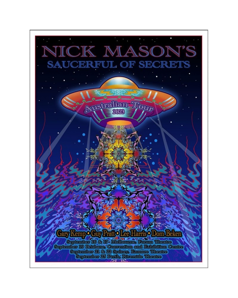 Nick Mason's Saucerful of Secrets Australian Tour 2023 Poster **Signed** $33.60 Decor