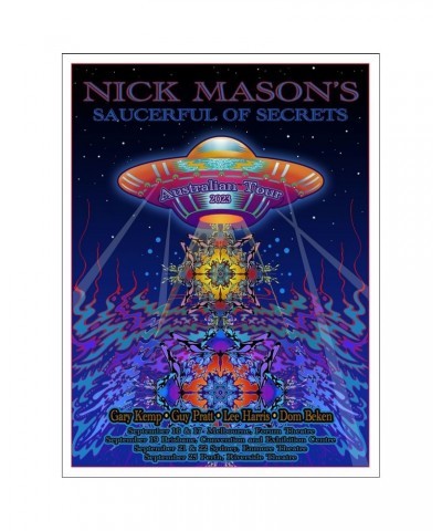 Nick Mason's Saucerful of Secrets Australian Tour 2023 Poster **Signed** $33.60 Decor