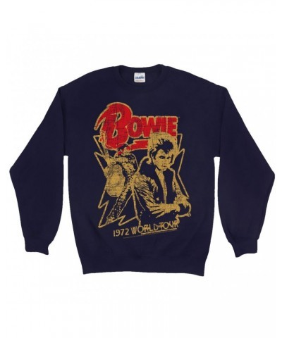 David Bowie Sweatshirt | 1972 World Tour Design Distressed Sweatshirt $14.68 Sweatshirts