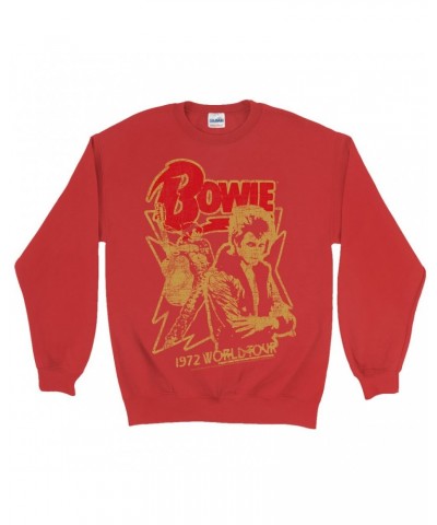 David Bowie Sweatshirt | 1972 World Tour Design Distressed Sweatshirt $14.68 Sweatshirts