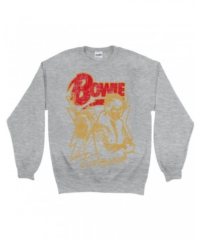 David Bowie Sweatshirt | 1972 World Tour Design Distressed Sweatshirt $14.68 Sweatshirts