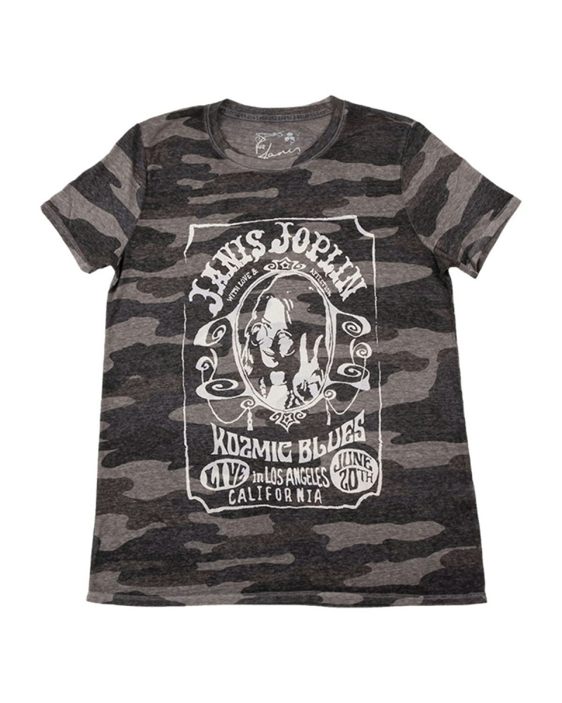 Janis Joplin Kozmic Blues Camo Ladies T-Shirt $10.50 Shirts