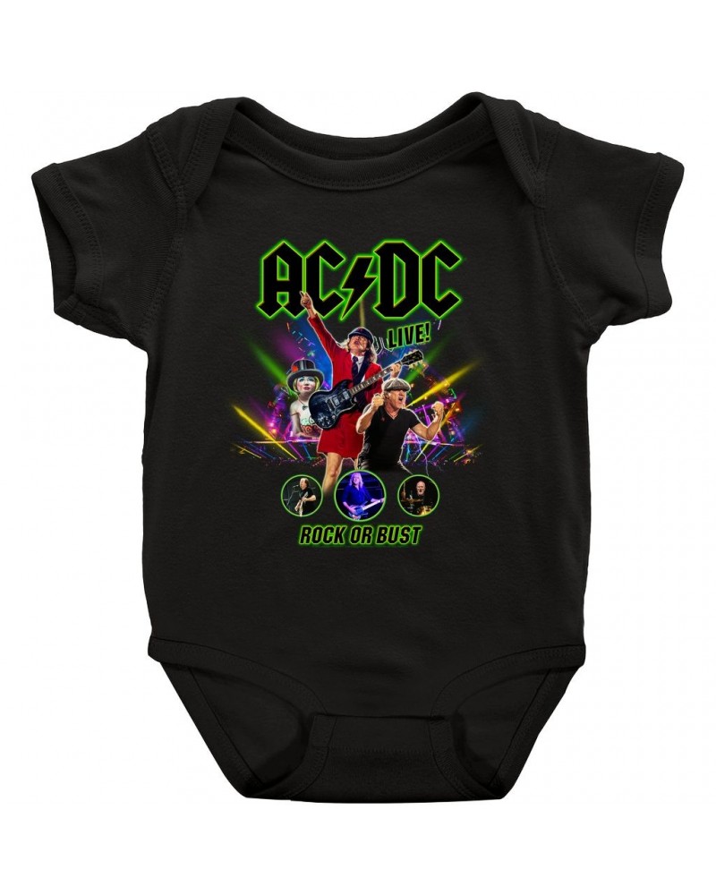 AC/DC Baby Short Sleeve Bodysuit | Rock Or Bust LIVE! Bodysuit $7.18 Kids