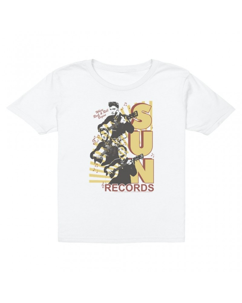 Elvis Presley Kids T-Shirt | Performing Collage Where Rock N' Roll Began Kids T-Shirt $11.98 Kids