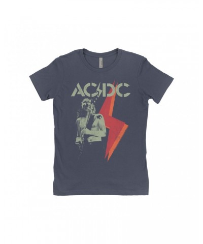 AC/DC Ladies' Boyfriend T-Shirt | Angus Young Concert Photo Lighting Design Distressed Shirt $10.98 Shirts