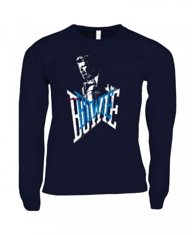 David Bowie Long Sleeve Shirt | Bowie On Stage Logo Design Shirt $8.99 Shirts