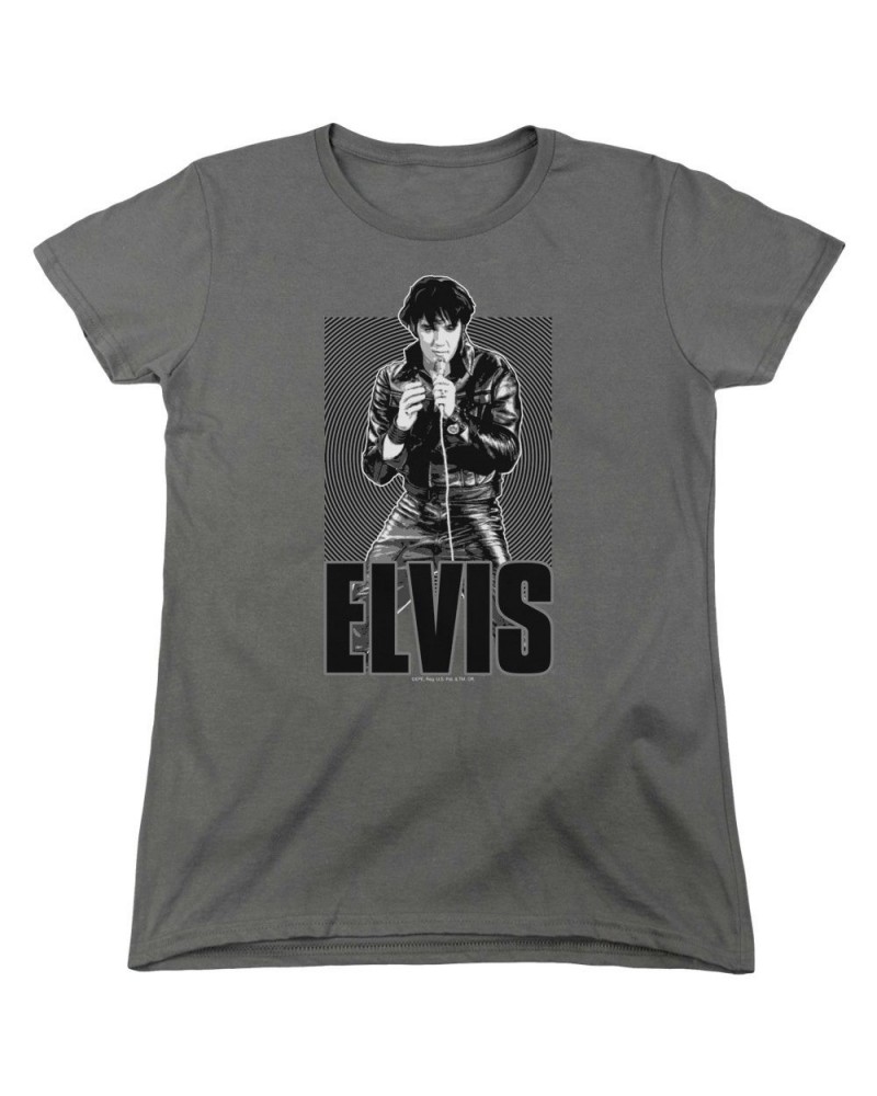 Elvis Presley Women's Shirt | LEATHER Ladies Tee $7.31 Shirts