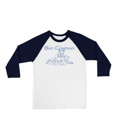 Bad Company 3/4 Sleeve Baseball Tee | Run With The Pack Slate Blue Image Shirt $14.68 Shirts