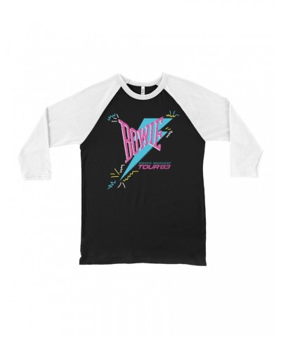 David Bowie 3/4 Sleeve Baseball Tee | Serious Moonlight Party Image Shirt $11.68 Shirts